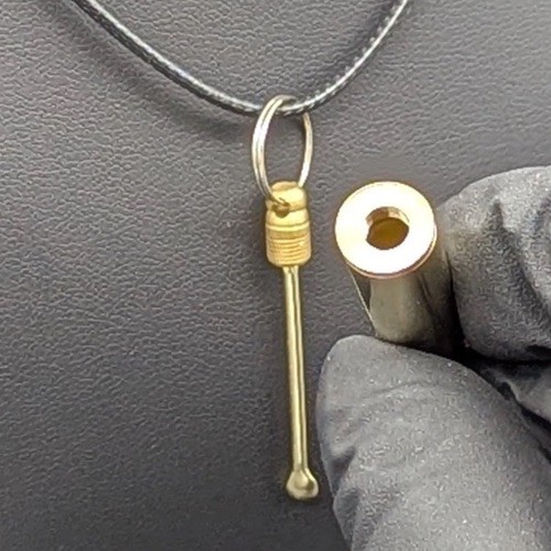 Brass Novelty Bullet Shaped Storage Box Keychain Key Ring **READ**