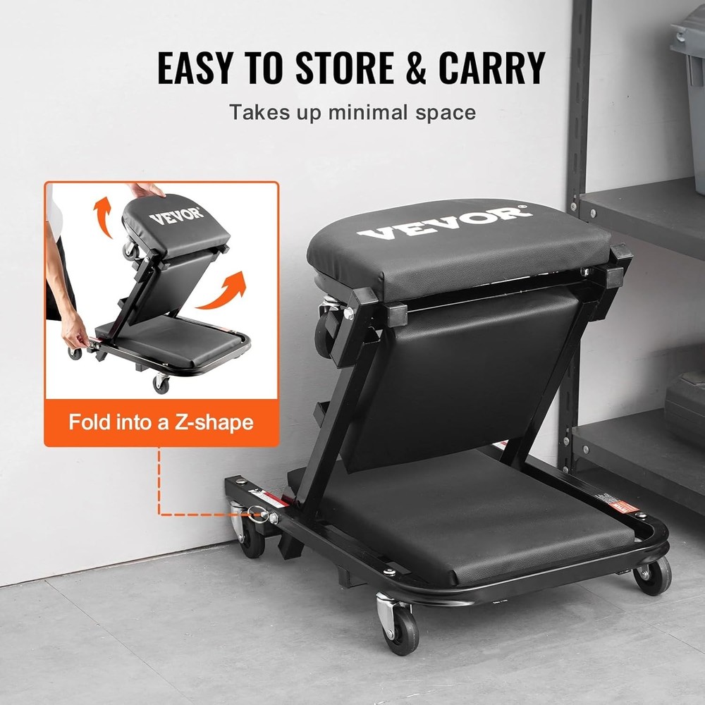 40" Foldable Z Garage Creeper - 450 lbs Capacity Mechanic Stool
