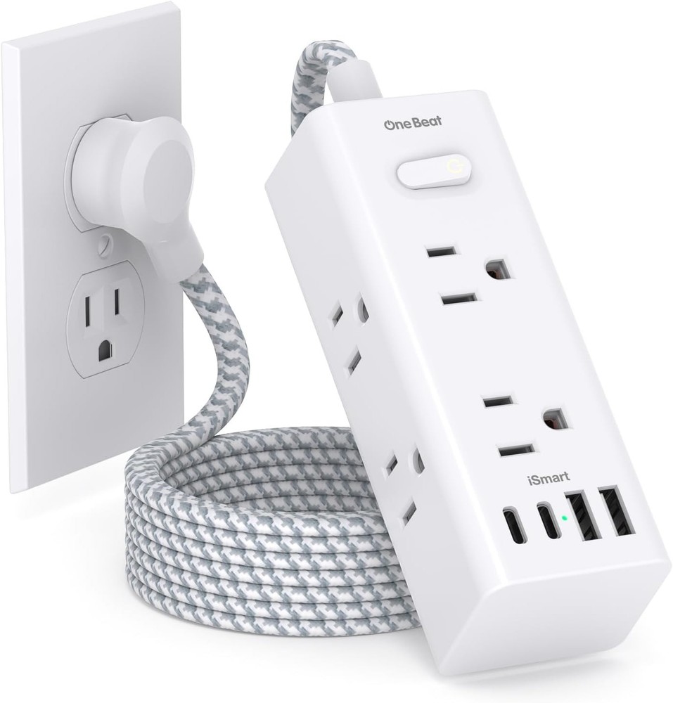 Power Strip Surge Protector 6 Outlets 4 USB (2 USB-C) 5Ft Extension