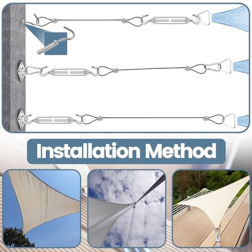 Sun Shade Sail Hardware Kit,304 Stainless Steel Cable Wire with Nylon Coating