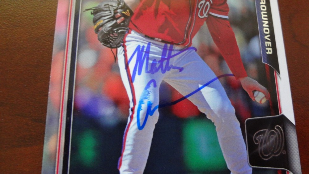2016 BOWMAN MATT CROWNOVER AUTOGRAPHED BASEBALL CARD