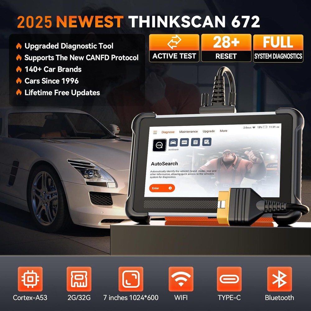 Thinkcar ThinkScan 672 Full System Diagnostic OBD2 Scanner Active Test Scan Tool
