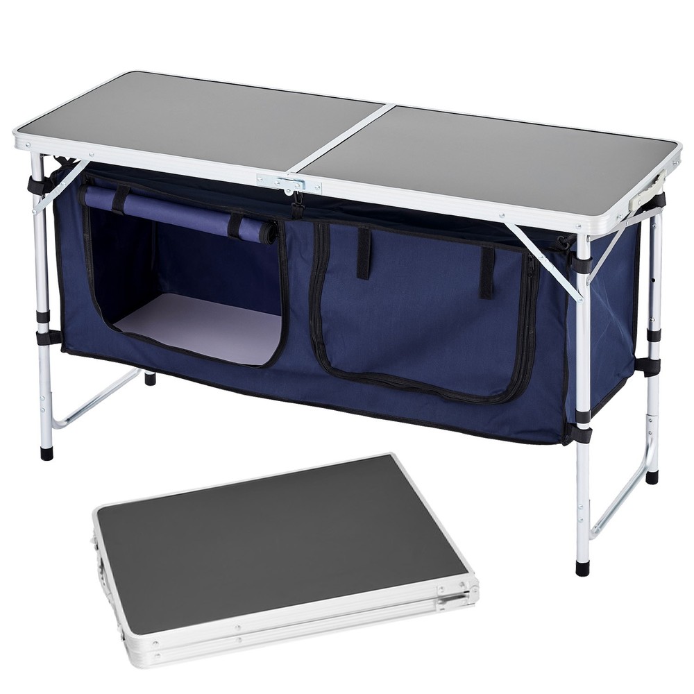 Portable Folding Camping Kitchen Table 3 Adjustable Heights Cook Station