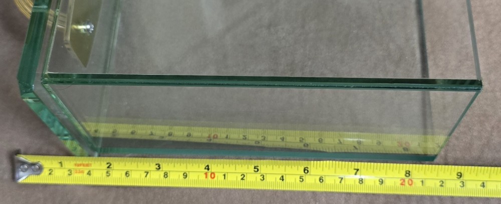 8½" Rectangular Clear Glass Display Case with Open Bottom Chipped Corner