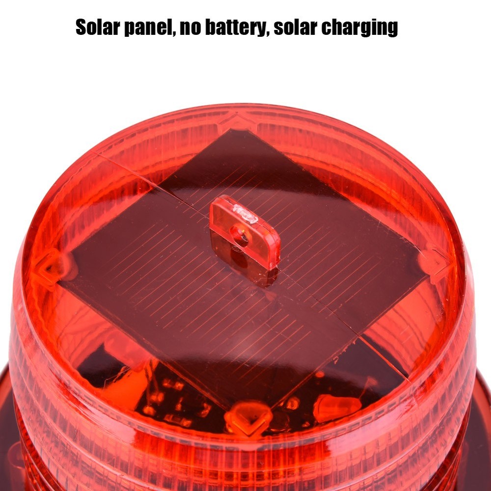 2V Solar Flashing Strobe Beacon Emergency LED Warning Light Car Auto Lamp Red