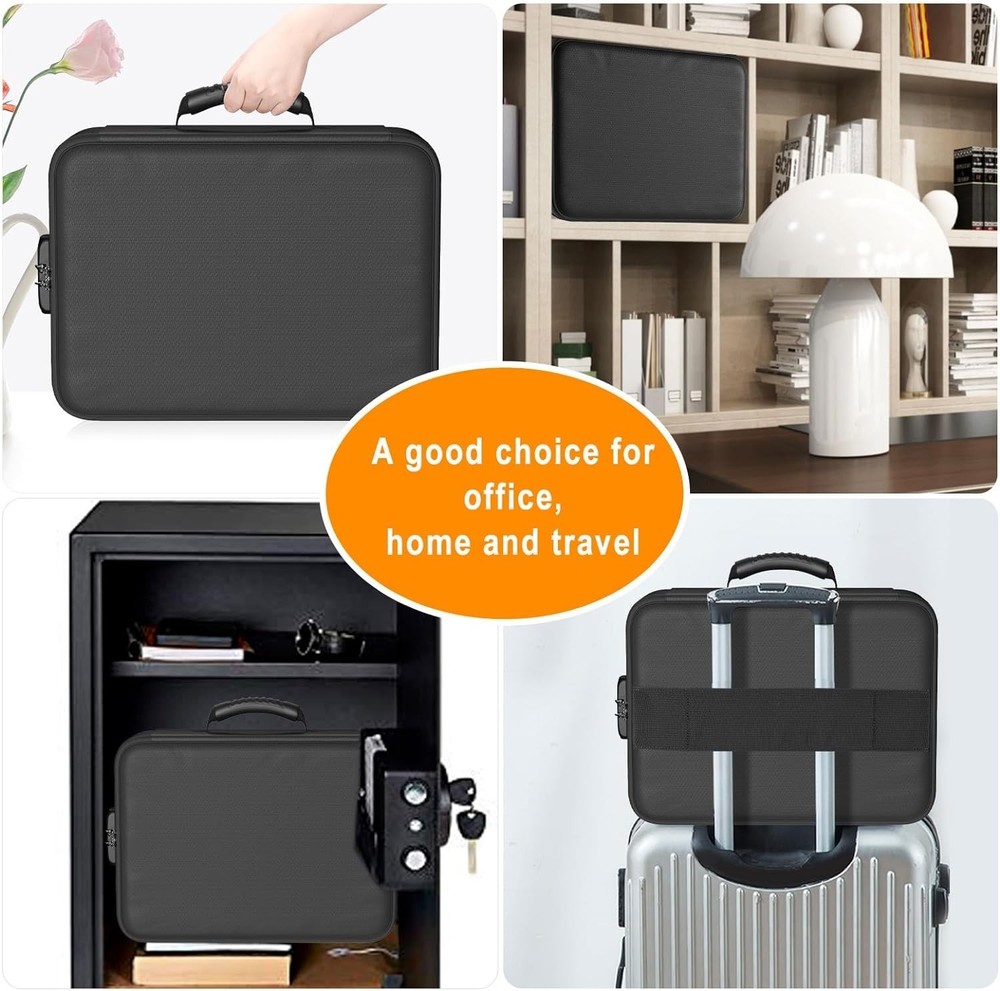 Upgraded Fireproof File Organizer, Lockable Bag