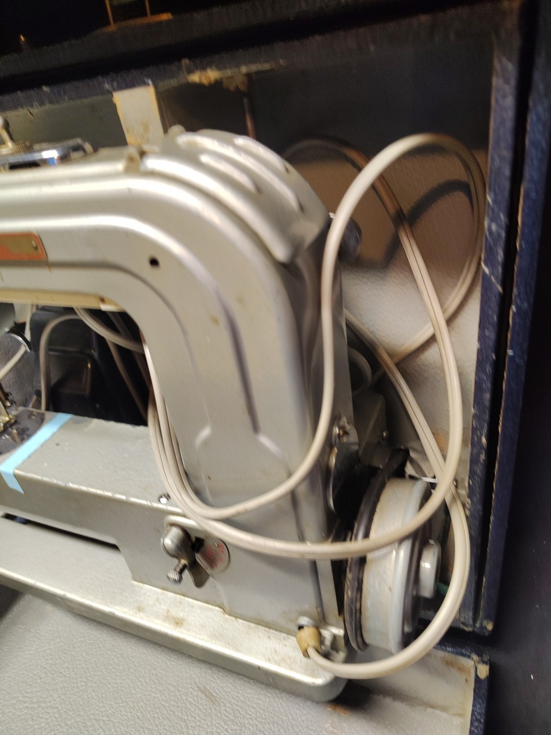 Vintage Portman Sewing Machine Compact Case Pedal Attachments