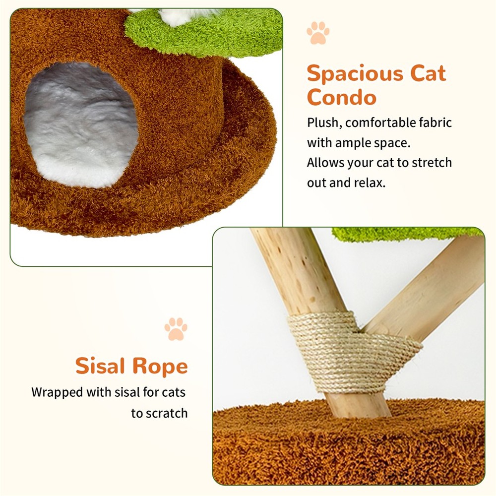 Multi-Level Indoor Cat Climbing Tree Flower Perch Plush Cave Cat Activity Tree