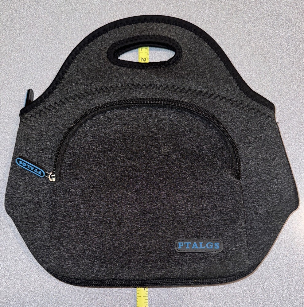 Ftalgs Neoprene Lunch Box Charcoal Black Zippered
