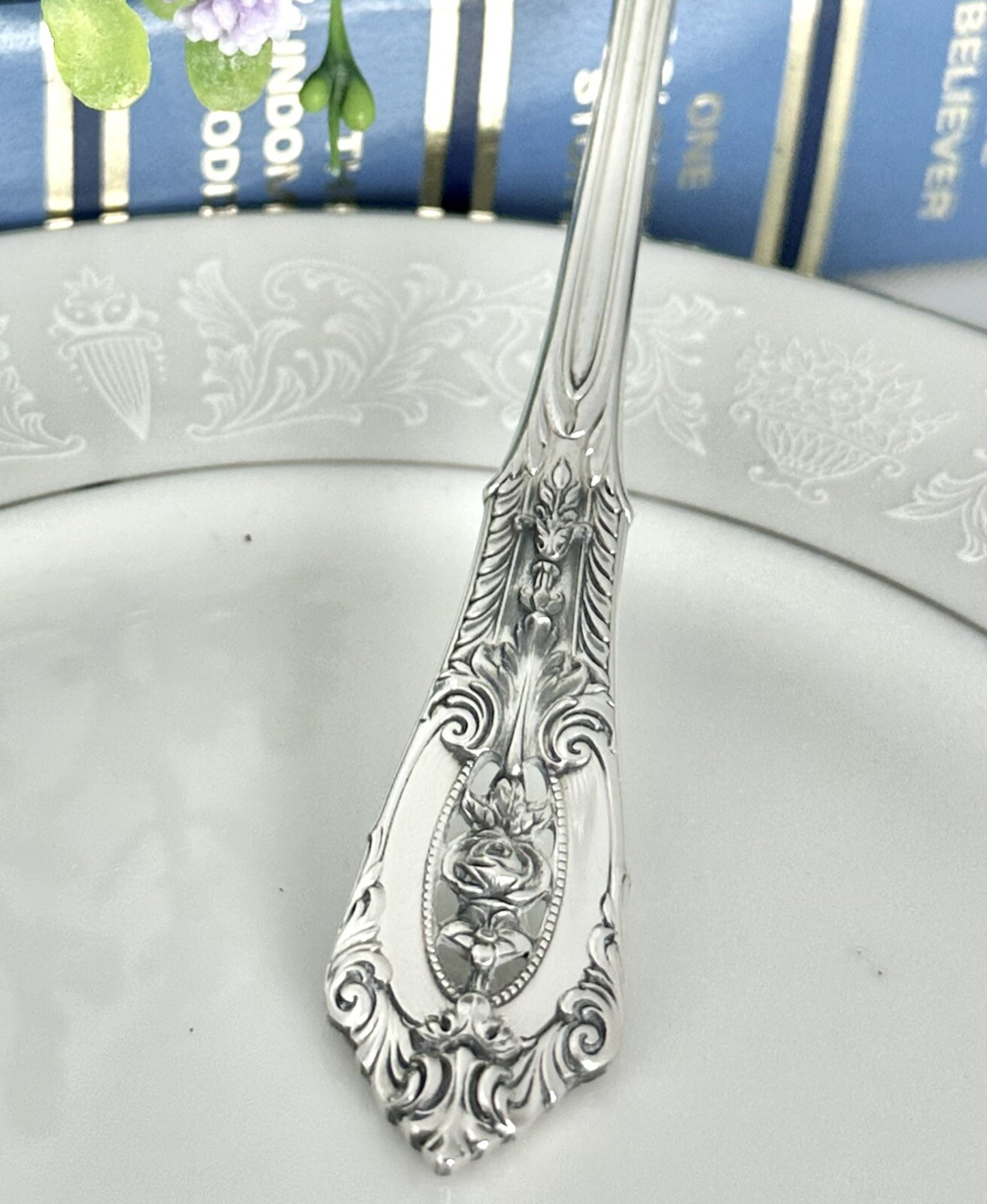Wallace Rose Point Sterling Soup Spoon 5 7/8" Round Bowl Vintage Replacement
