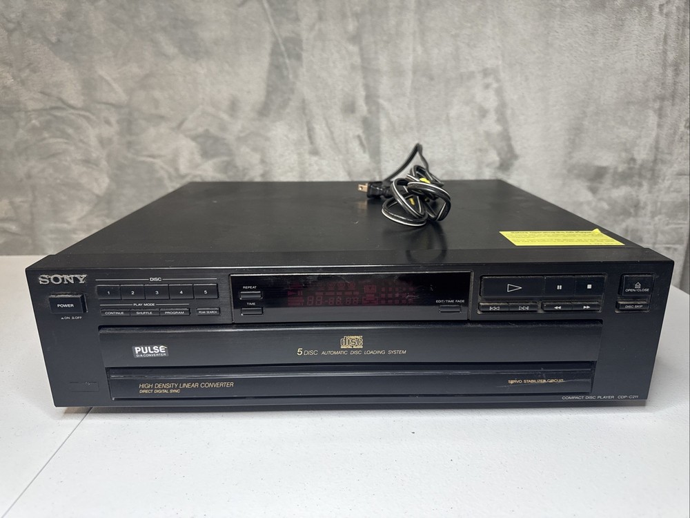 Sony CDP-C211 5-Disc Carousel CD Compact Disc Changer Player - Tray Doesn’t Open