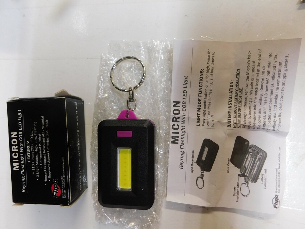 4 Assorted Colors Micron Keyring Flashlight from Flipo W/ Batteries