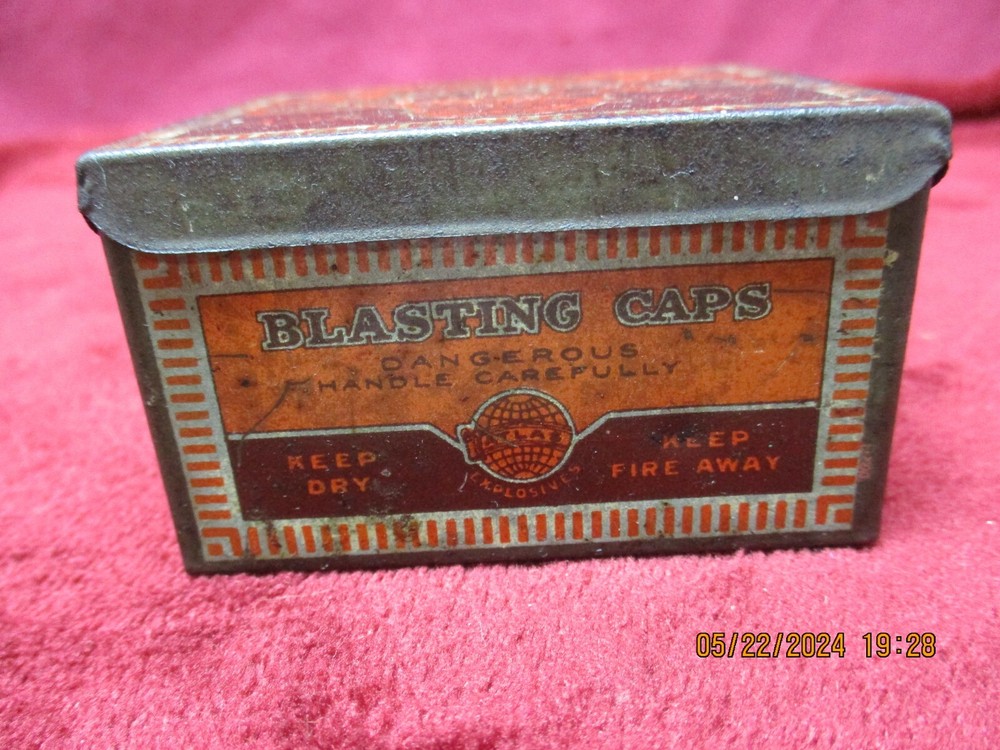 Antique Atlas Blasting Cap Tin, Advertising Tin, EMPTY
