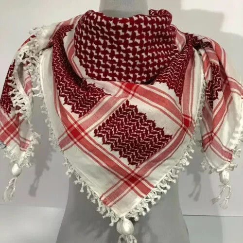 Beautiful Shemagh Keffiyeh Arab Scarf Original Palestine Red/White KufiyaBandana