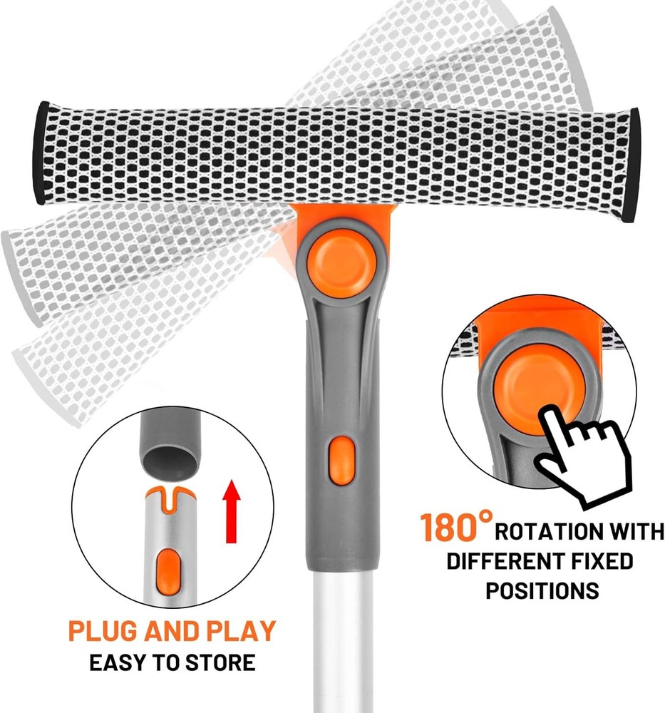 Profal Window Squeee, 2-in-1 Rotatable Squeee for Window