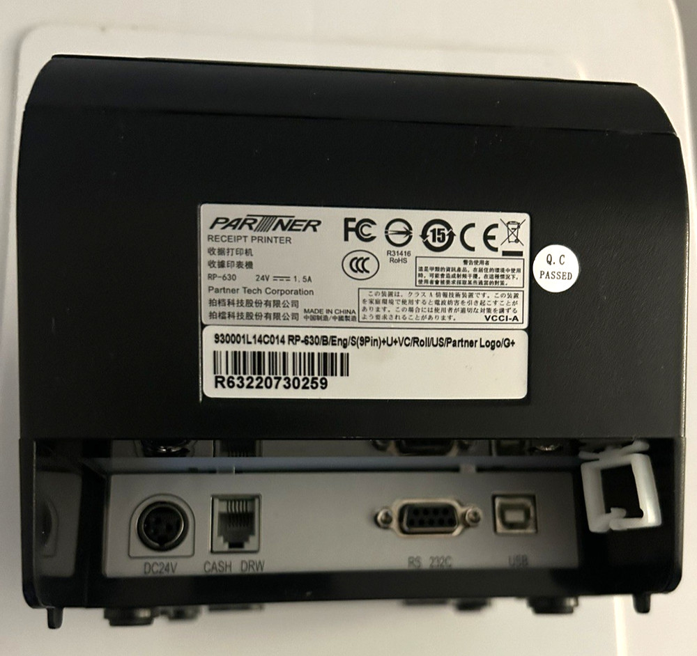 Partner RP-630 Thermal Receipt Printer USB, or Serial Interface with Cutter