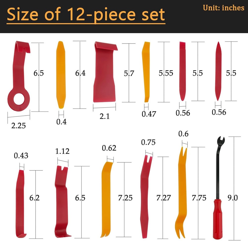 12 PCS Plastic Trim Removal Tool No Scratch Auto Trim Removal Tool Kit, Auto Cli