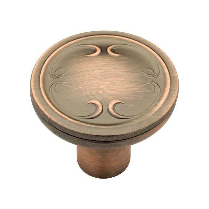 (10-Pack) 1-3/16" Vignette Design Knob Red Antique Copper