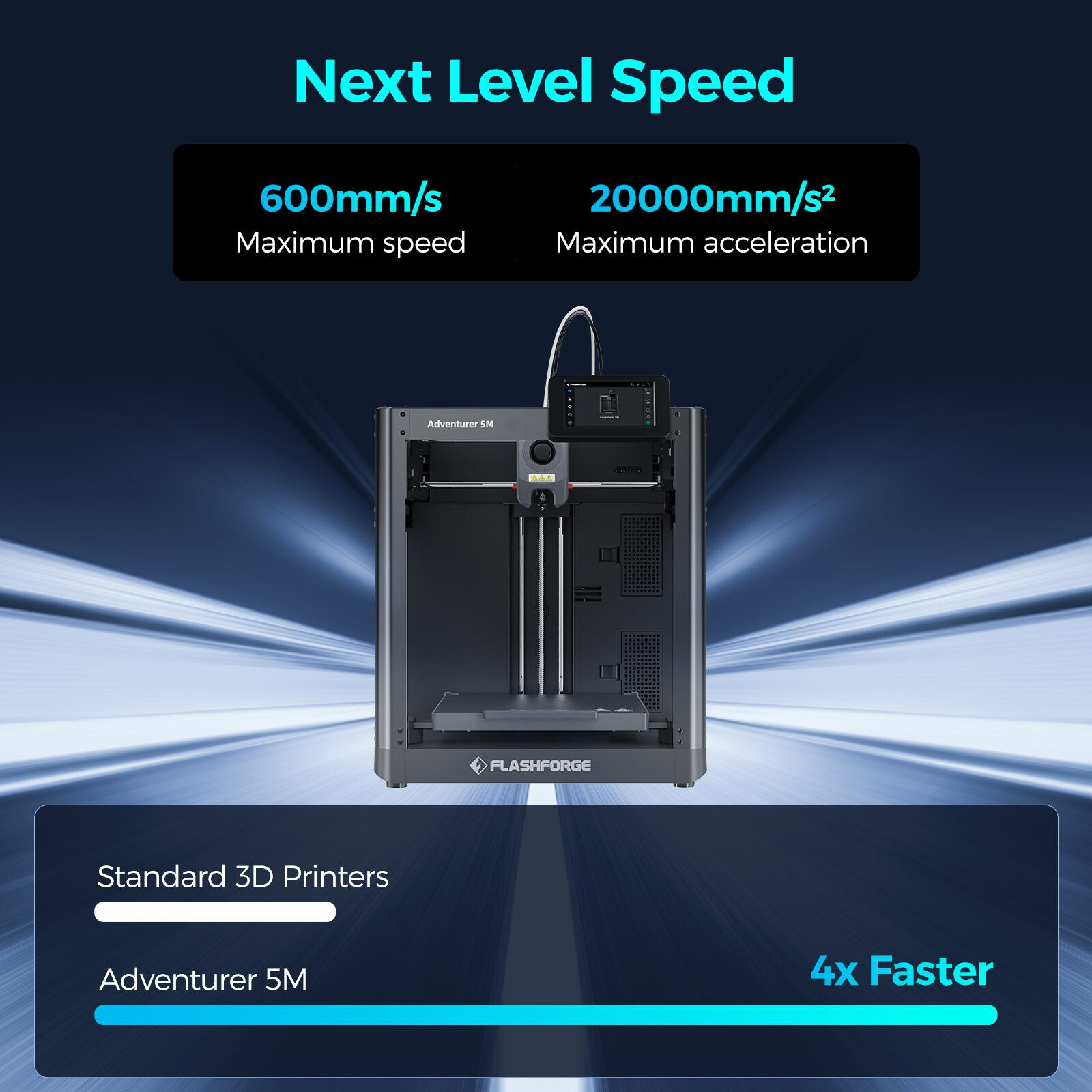 FLASHFORGE 3D Printer Adventurer 5M Core XY Fully Auto Leveling Max 600mm/s US