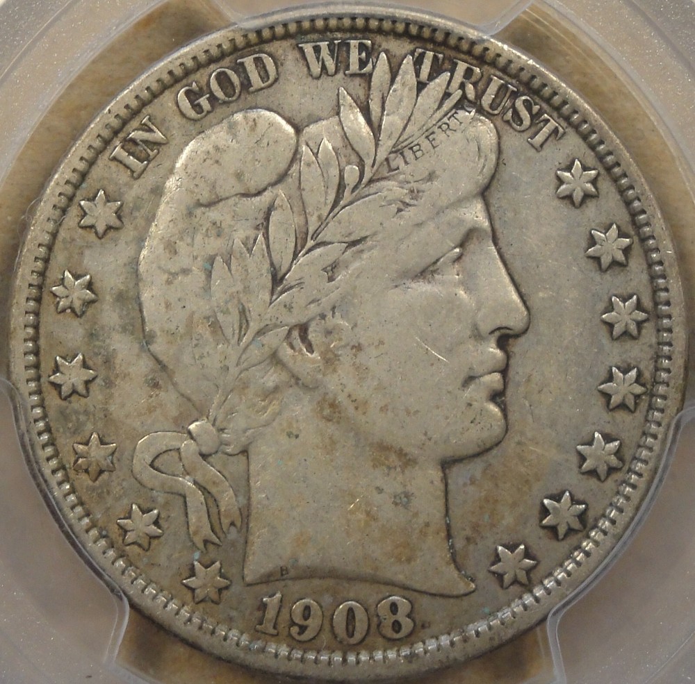 1908-D Barber Half Dollar 50c PCGS Certified VF25