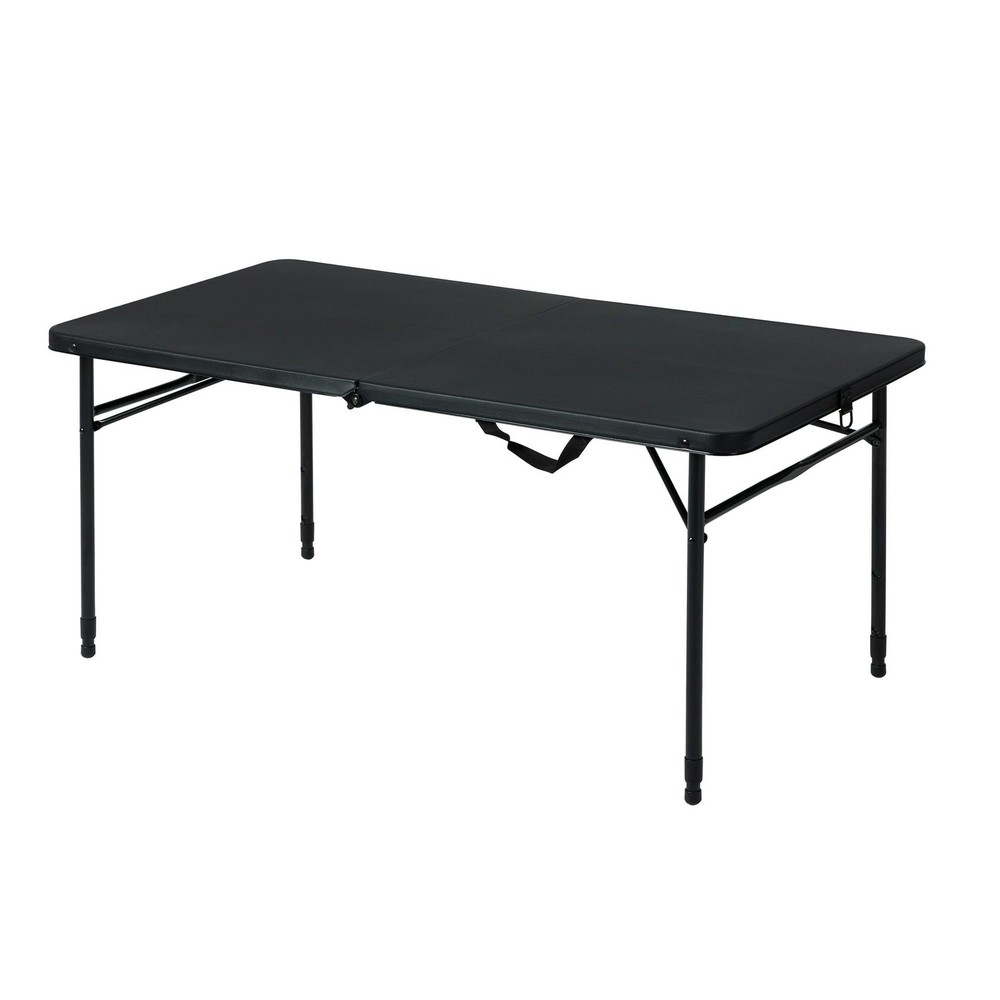4 Foot Foldable Table Adjustable Height Portable Folding Table Black Finish