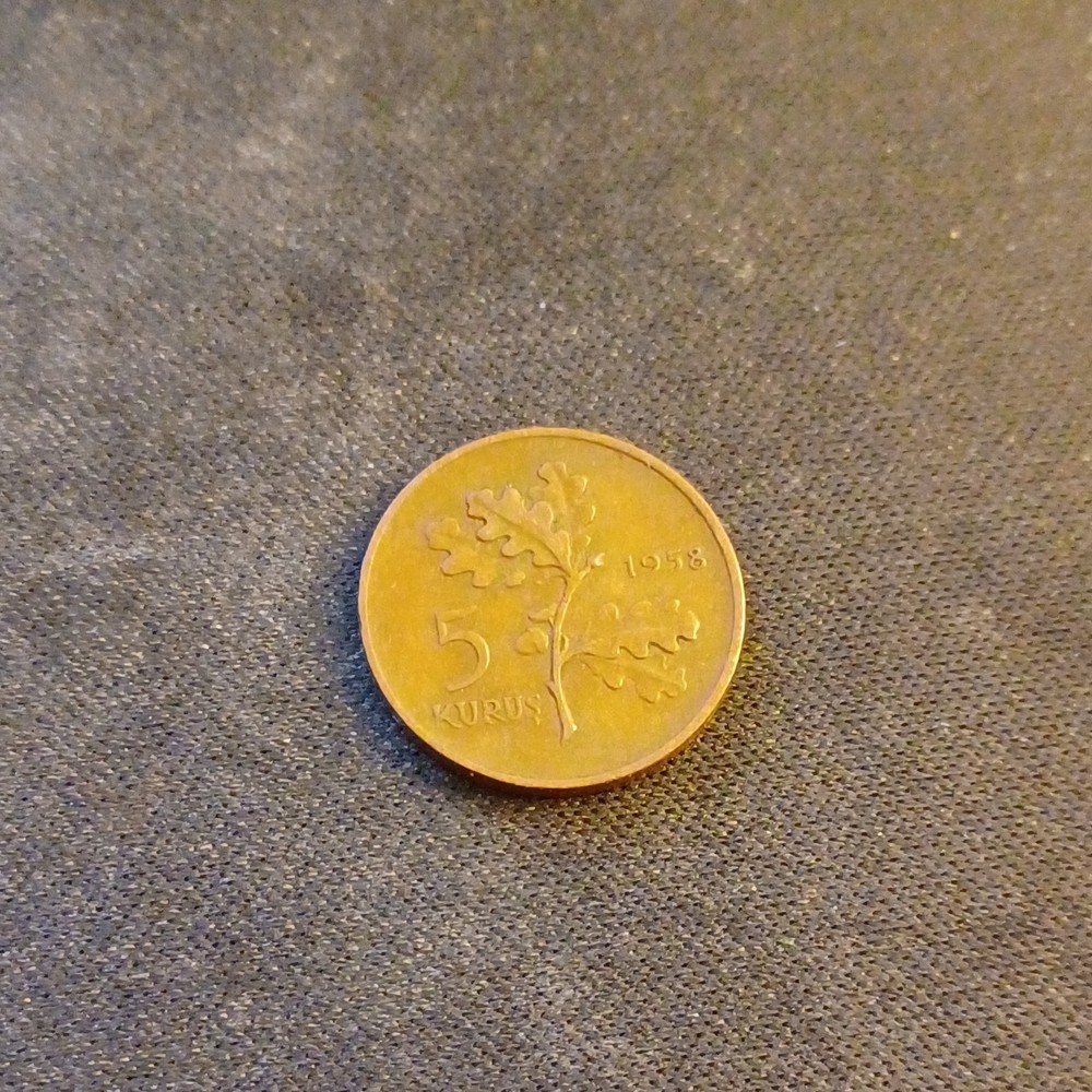 1956 Turkey 5 Kurus AU Beautiful Coin