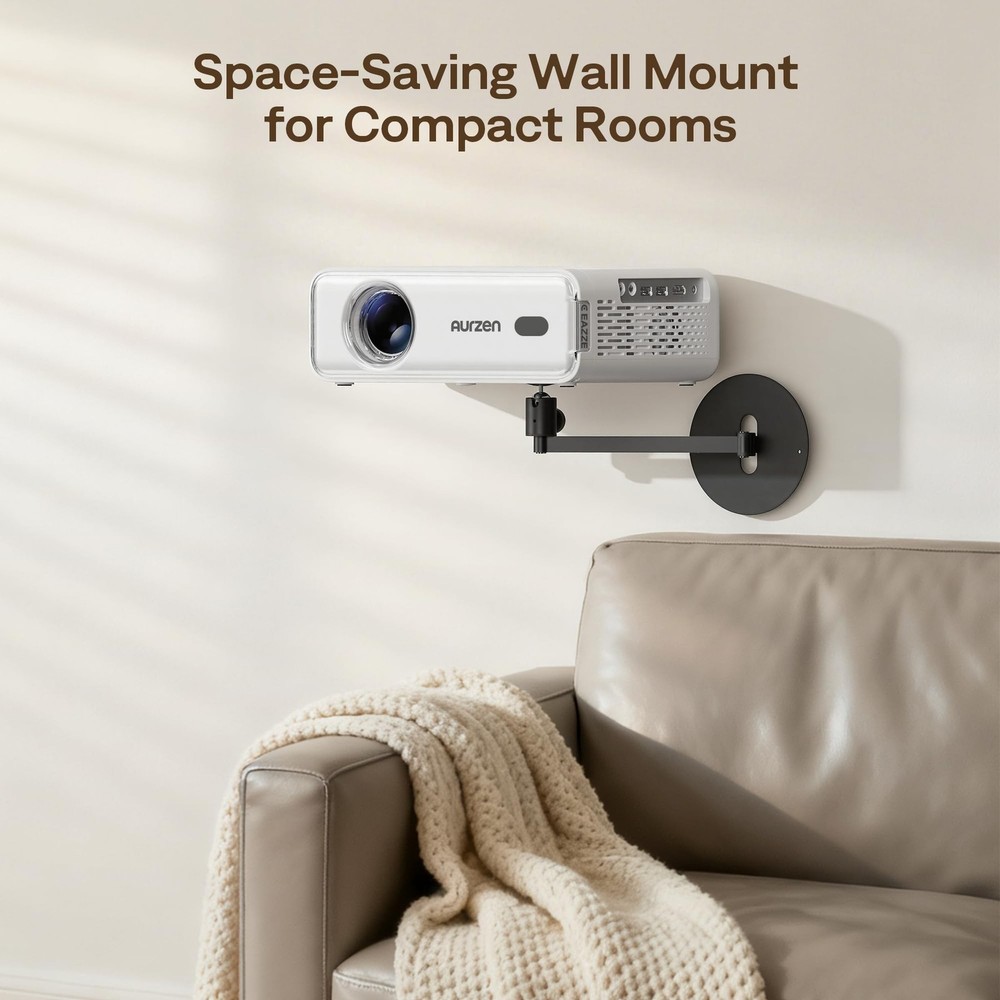 Aurzen Projector Wall Mount Shelf, Wall Use with Adjustable Angle, 360° Rot
