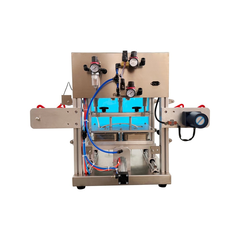 110V Automatic Pneumatic Lunch Box Sealer Nitrogen Sealing Machine 2-Box Tray