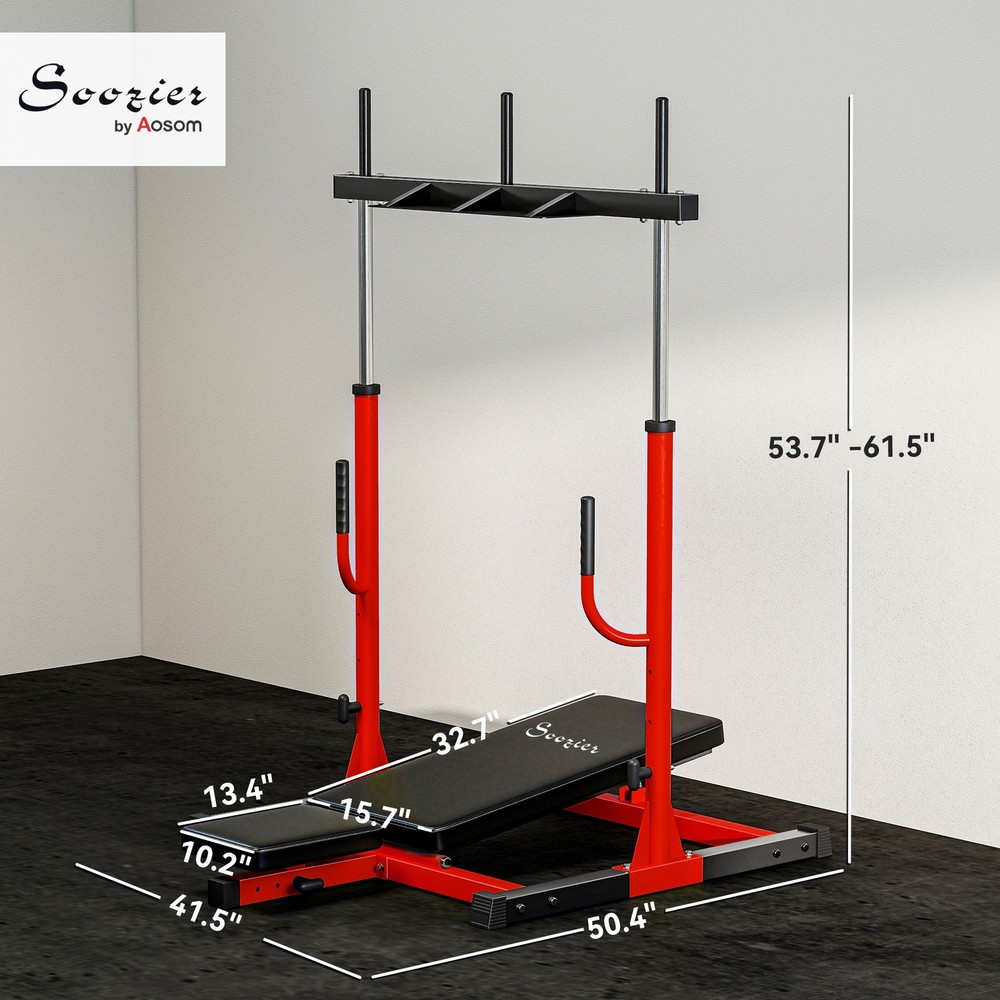 Vertical Leg Press Machine Adjustable Backrest 1" Plate Compatible, Red