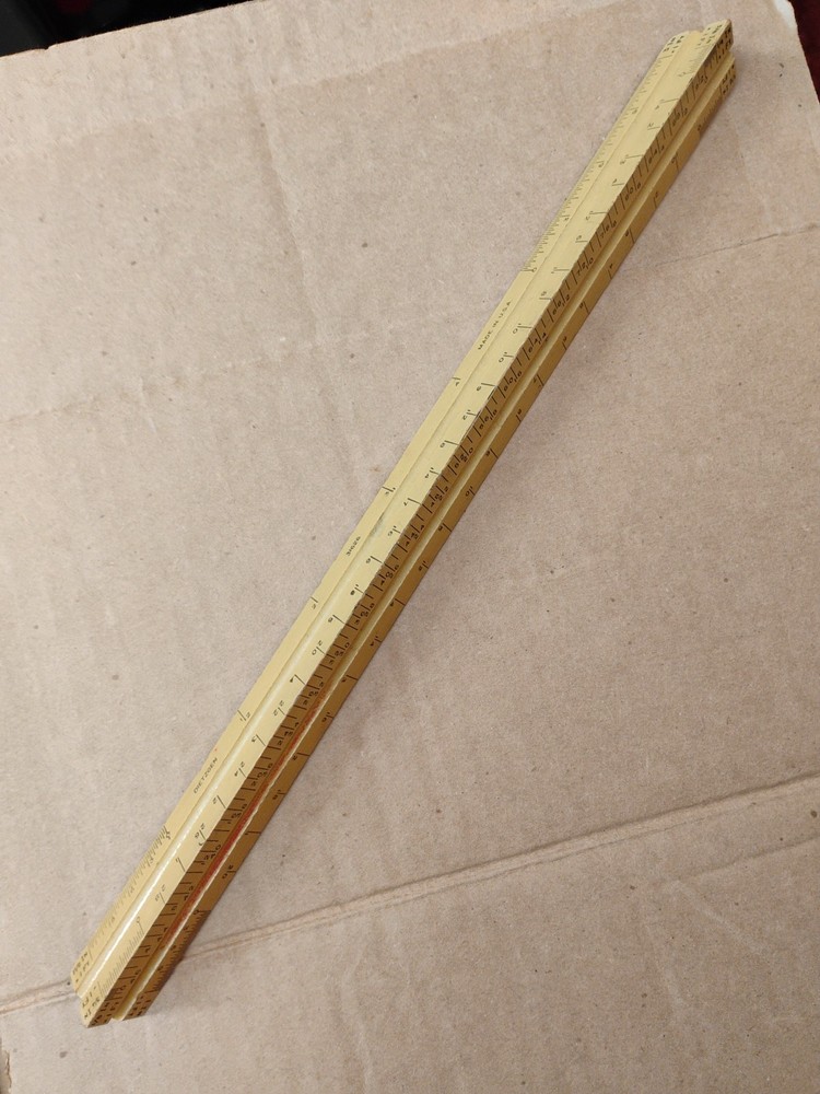Vintage Triangular Scale Ruler Dietzgen Three-Sided Made in U.S.A.