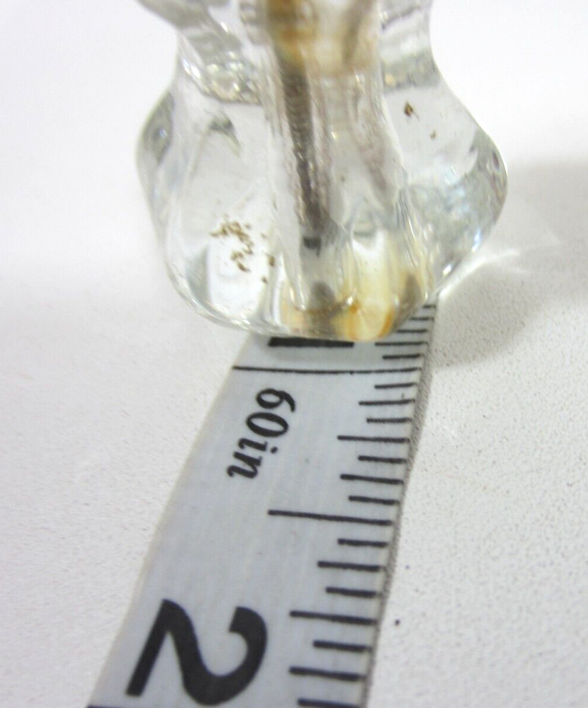 Antique Lucite Clear Drawer Pull Handles Pair 2 Button Style Crystal Look