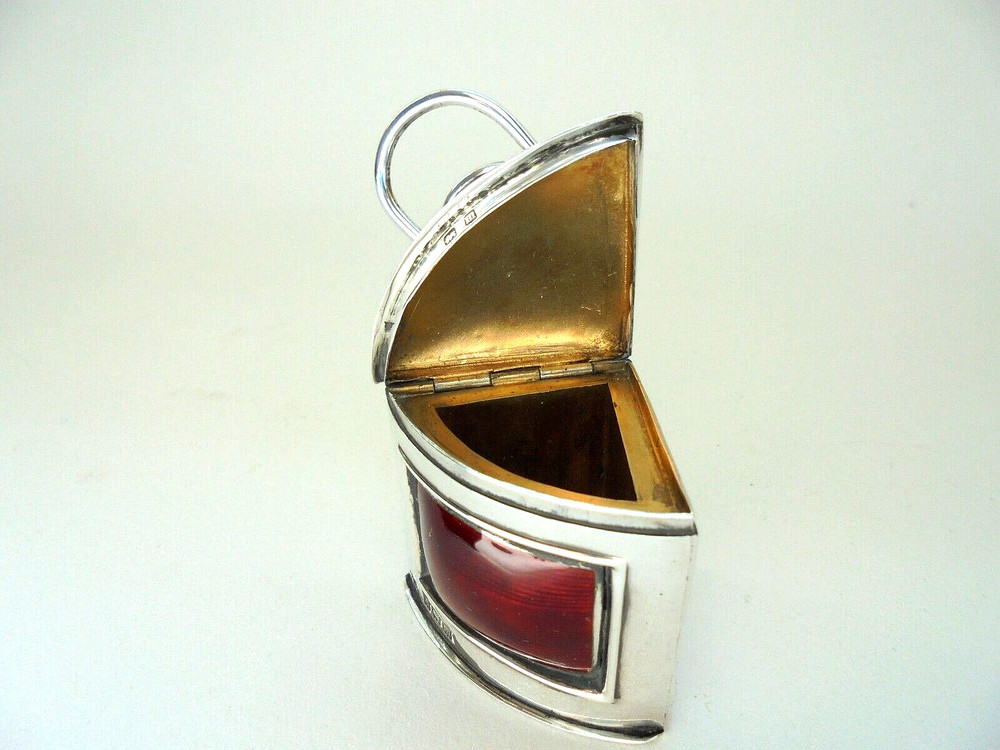 Antique Silver Enamel Lamp Lantern Vesta Case