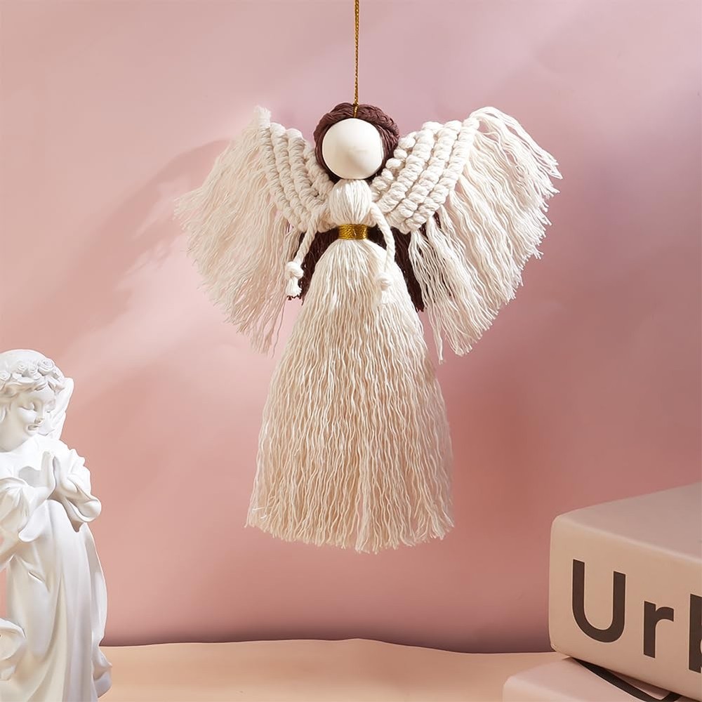 FREEBLOSS 3 Set DIY Macrame Angel Kit for Beginners With Small, White