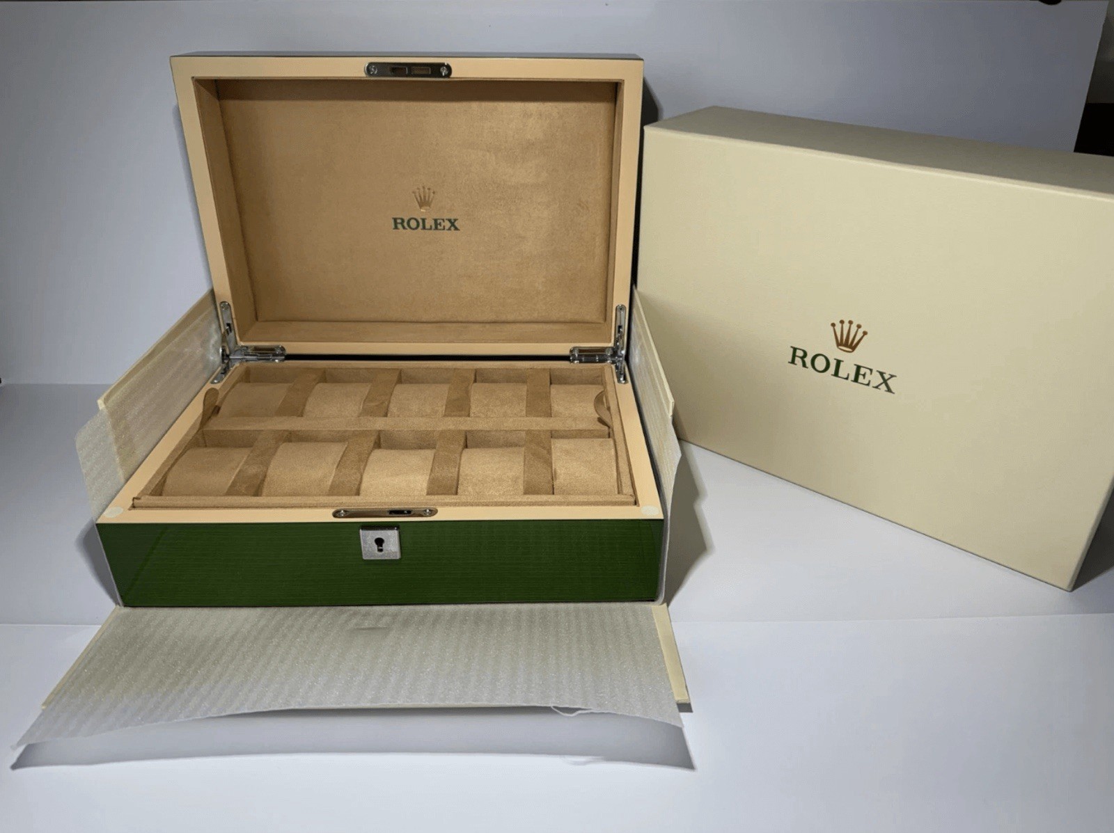 10 Slot Green Wooden Luxury Watch Storage Box