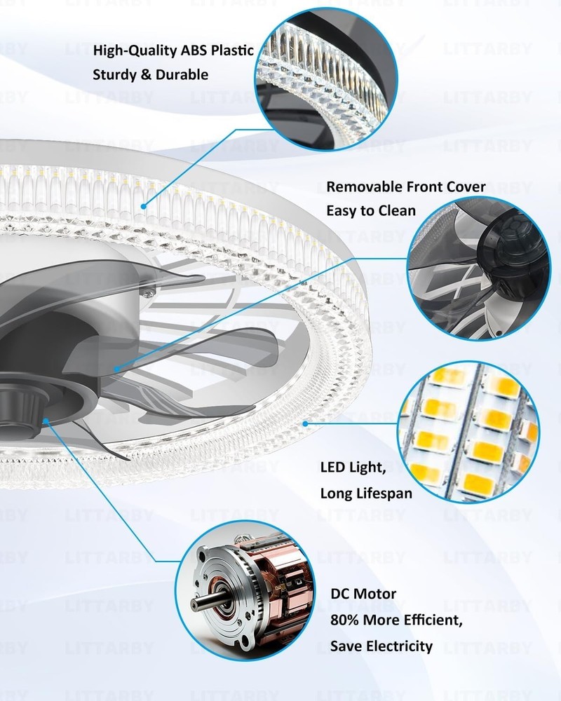 Modern Remote-Controlled Ceiling Fan & Light - Brightness & Color Adjustments