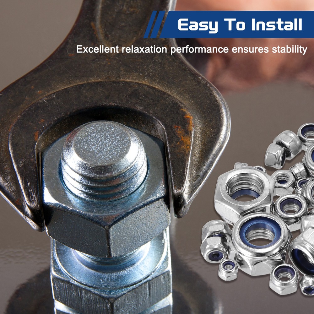 100Pcs Nylon Lock Hex Nuts - [M2.5-0.45], 304 Stainless Nuts, Silver