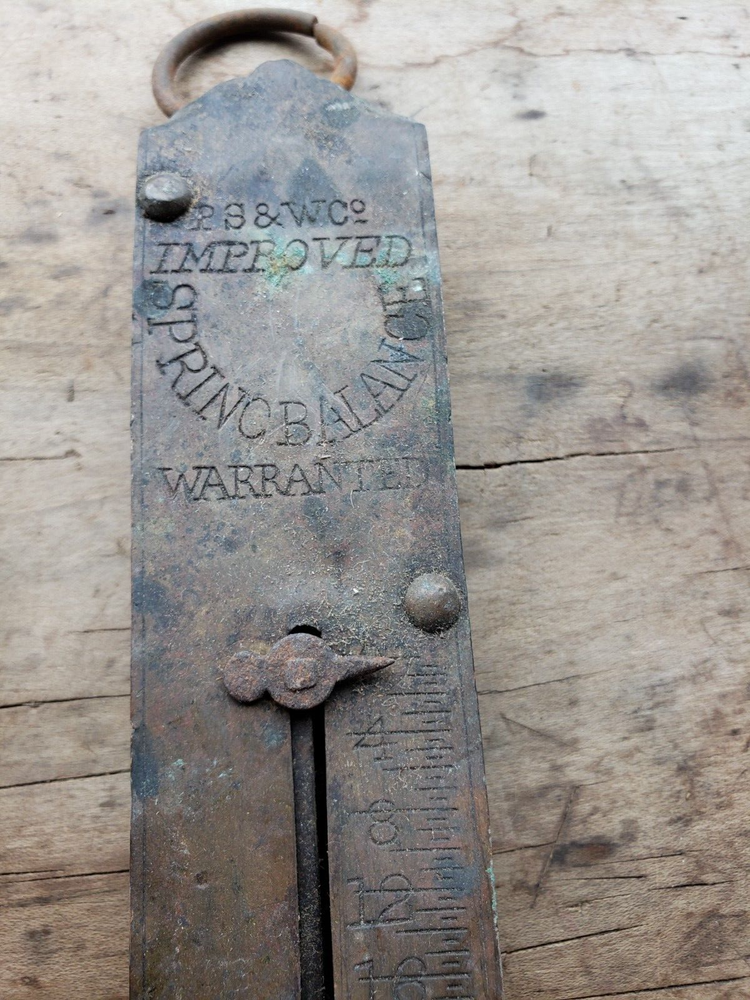2 P.S. & W. Co. Spring Balances Scales Brass