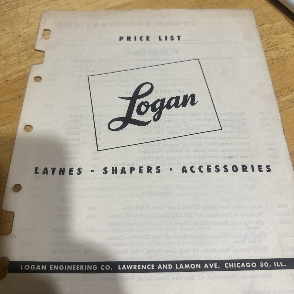 Logan Price List Book