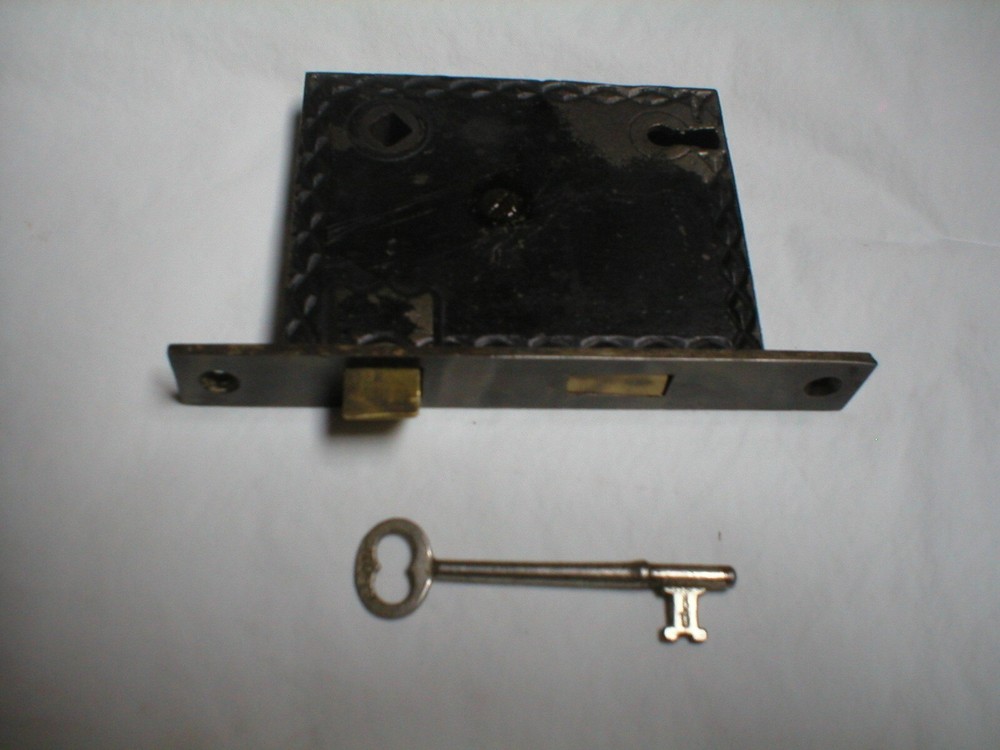 Antique Large Mortise Lock with Unique Decorative Case