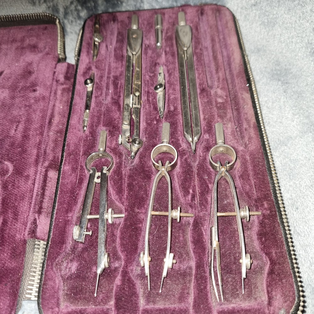 Boxed Vintage Compass / Antique Technical Drawing Set / Engineering Draughtsman