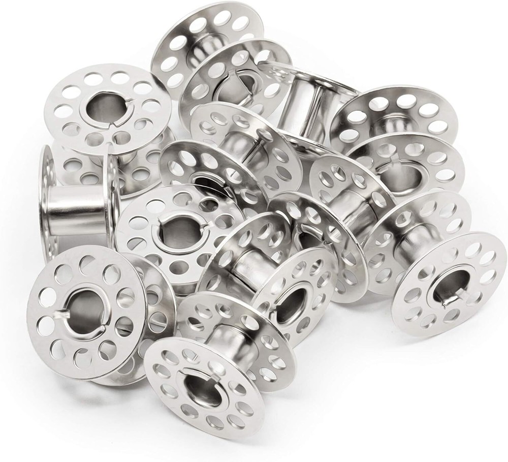 Dritz 939 Bobbins, Class 15, Metal, Includes Reusable Storage Box, (12-Count)