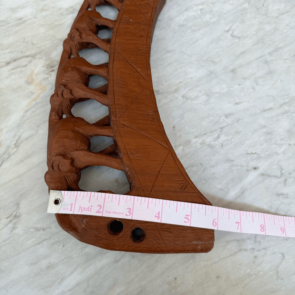 Vintage Hand Carved Wooden Elephant Bridge Figurine Home Decor Made In Thailand