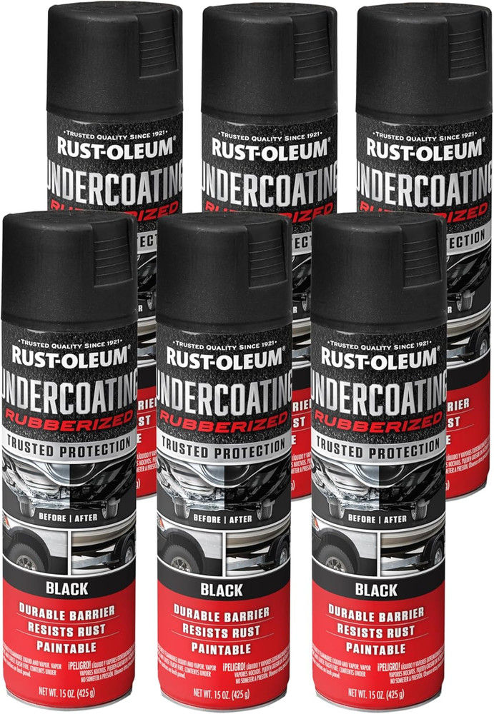 Rust-Oleum 248657-6PK Stops Rust Undercoating Spray, 15 Oz, Rubberized Black, 6