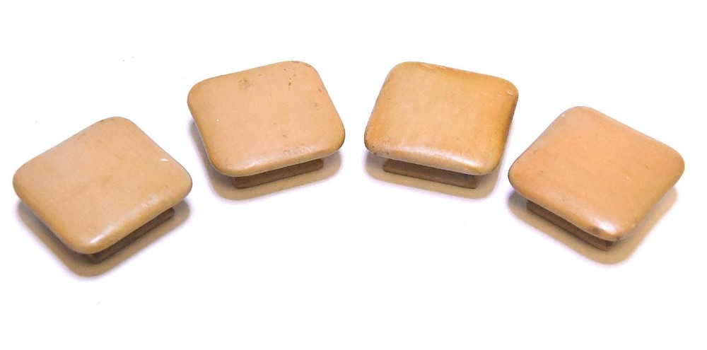 4 VINTAGE MATCHING WOOD 2 X 2 SQUARE DRAWER PULLS