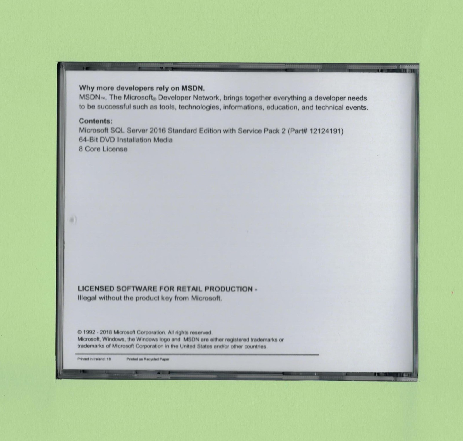 SQL Server 2016 Standard w Unlimited CALs New Authentic Retail Microsoft License