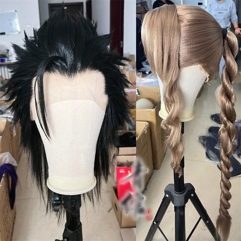Final Fantasy 7 FF7 Aerith Zack Fair Cosplay Wig Handmade Long Hairpiece Party