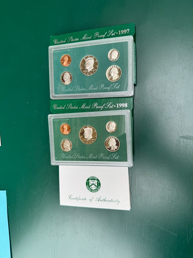 1997  1998   Proof Sets in original boxes and COA