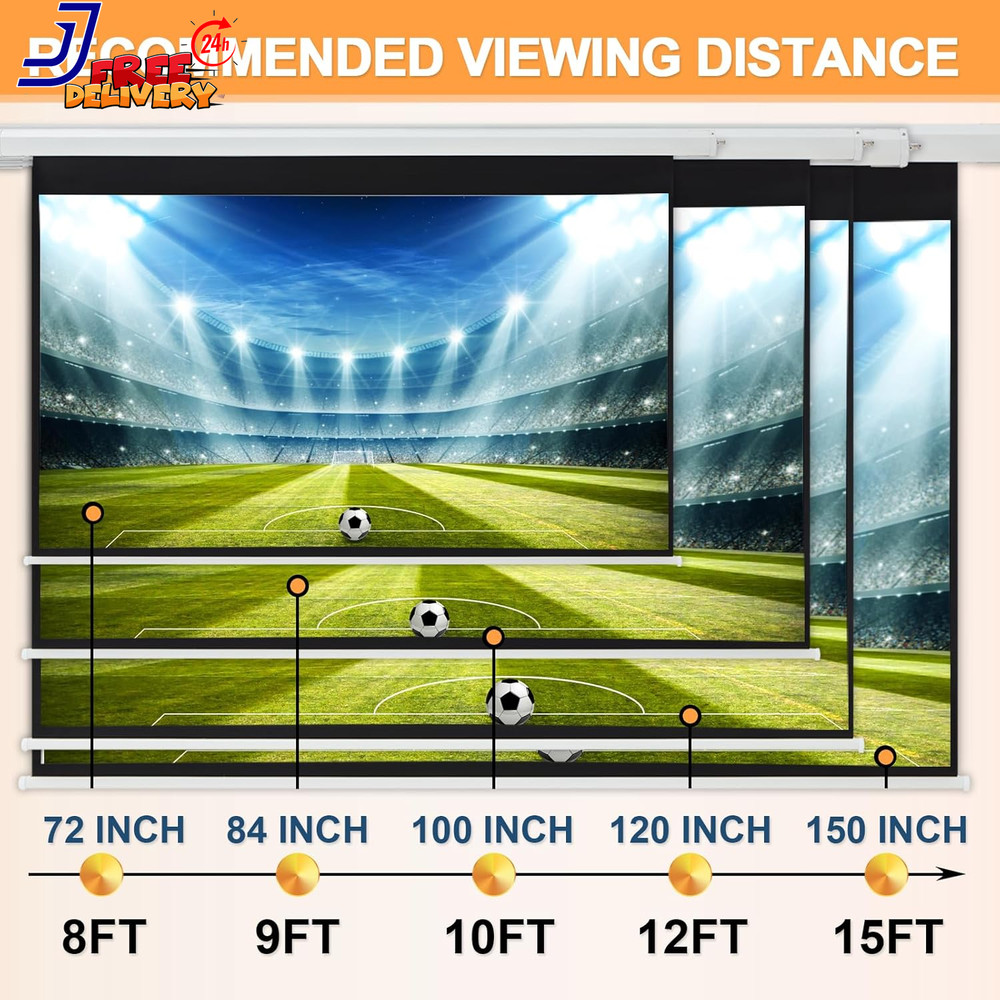 150" Projector Screen Motorized 16:9 4K HD Pull Down 150 INCH 16:9 US ONLY