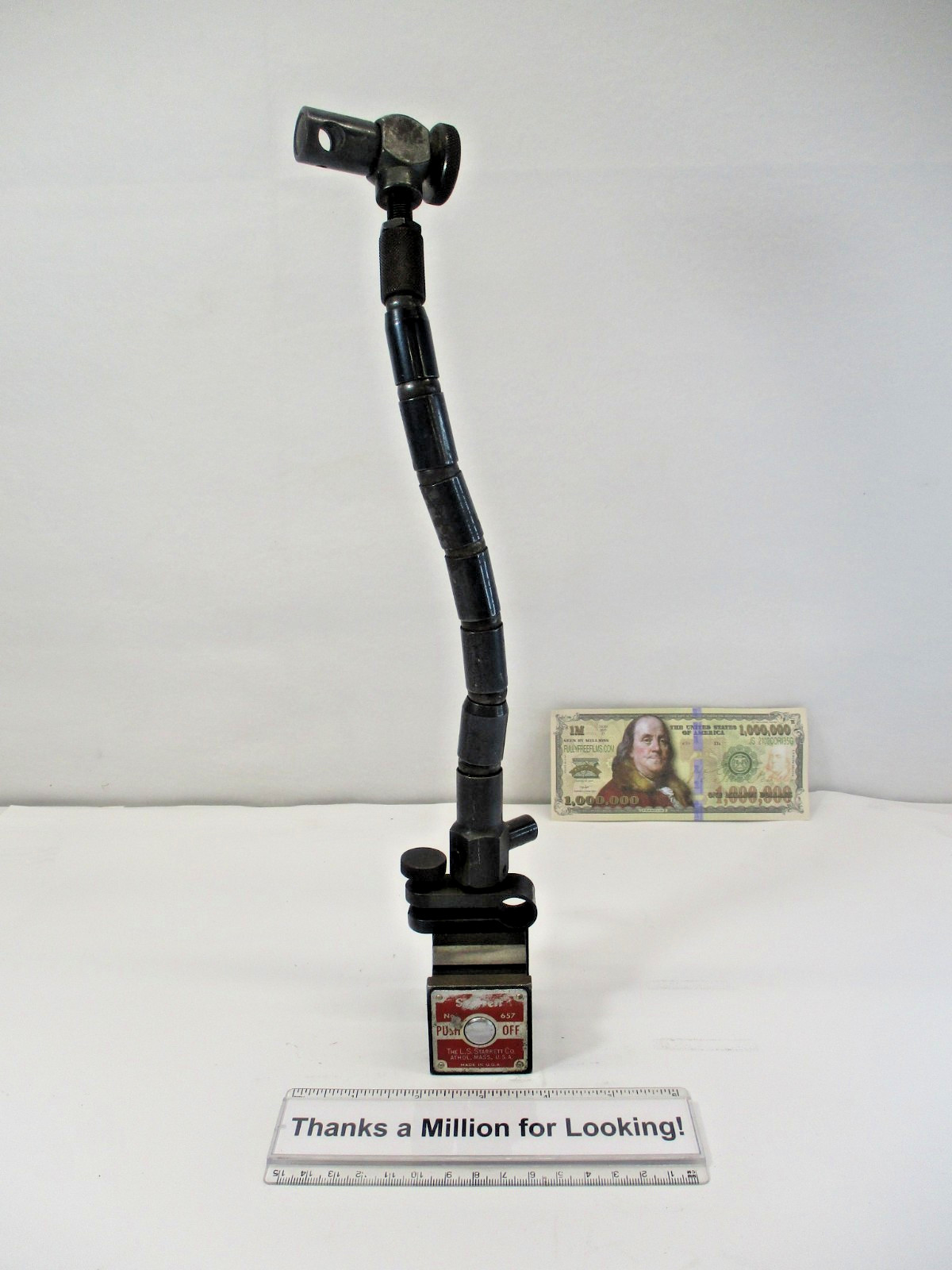 STARRETT # 657 MAGNETIC BASE & One Lever Lock Flex-O-Post Arm & Snug EC