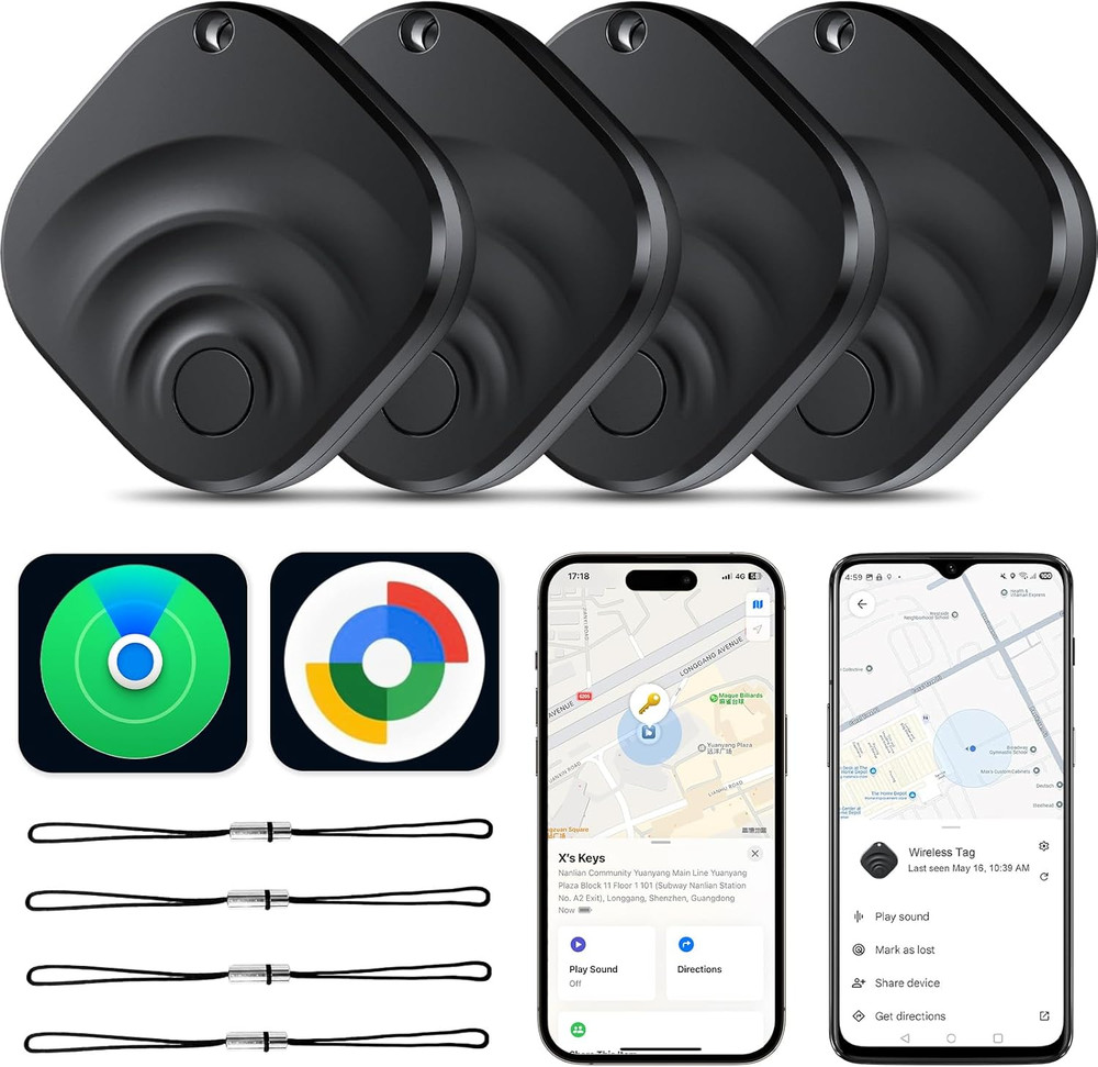 4 Pack Dual System Tracker for Ios and Android Bluetooth Tracker Smart Tags Comp